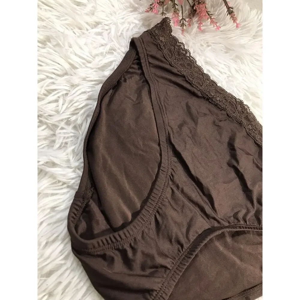 Plus Sz 14/16 Lane Bryant Cacique Cheeky Brief Panty Pink Mocha Brown Microfiber
